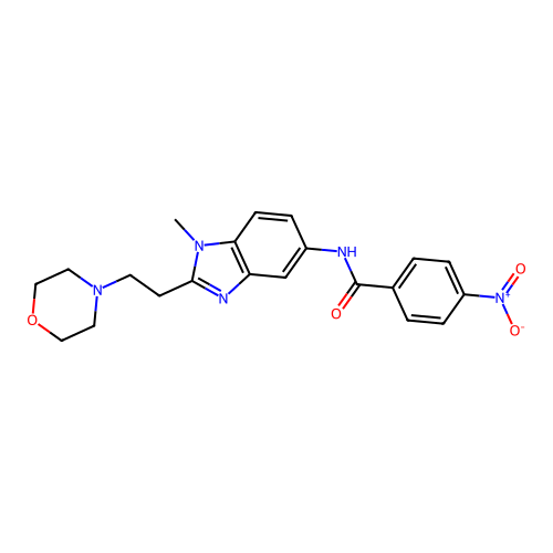 N-{1-methyl-2-[2-(morpholin-4-yl)ethyl]-1H-benzimidazol-5-yl}-4-nitrobenzamide structure