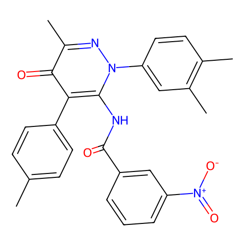 N-(2-(3,4-dimethylphenyl)-6-methyl-5-oxo-4-(p-tolyl)-2,5-dihydropyridazin-3-yl)-3-nitrobenzamide structure