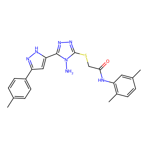 2-((4-amino-5-(3-(p-tolyl)-1H-pyrazol-5-yl)-4H-1,2,4-triazol-3-yl)thio)-N-(2,5-dimethylphenyl)acetamide structure