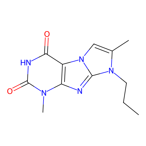 1,7-Dimethyl-8-propyl-1,3,5-trihydro-4-imidazolino[1,2-h]purine-2,4-dione structure