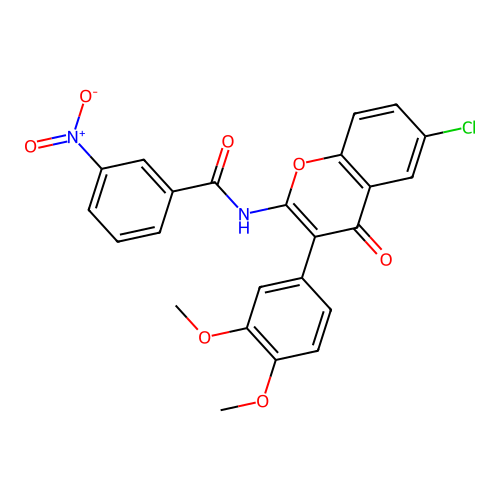 N-(6-chloro-3-(3,4-dimethoxyphenyl)-4-oxo-4H-chromen-2-yl)-3-nitrobenzamide structure
