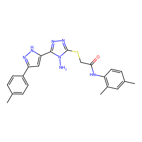 2-((4-amino-5-(3-(p-tolyl)-1H-pyrazol-5-yl)-4H-1,2,4-triazol-3-yl)thio)-N-(2,4-dimethylphenyl)acetamide structure