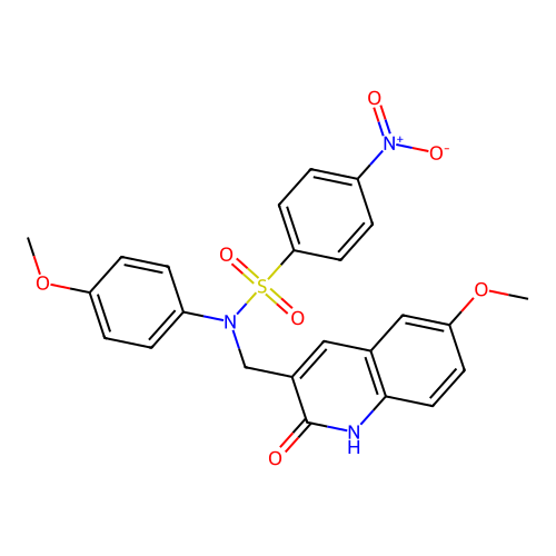 N-((2-hydroxy-6-methoxyquinolin-3-yl)methyl)-N-(4-methoxyphenyl)-4-nitrobenzenesulfonamide structure