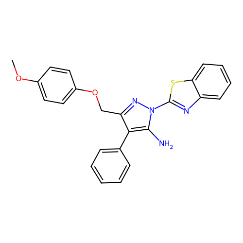 2-(1,3-Benzothiazol-2-yl)-5-[(4-methoxyphenoxy)methyl]-4-phenylpyrazol-3-amine structure