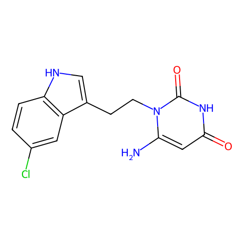 6-amino-1-[2-(5-chloro-1H-indol-3-yl)ethyl]-2-hydroxypyrimidin-4(1H)-one structure