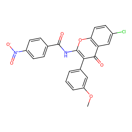 N-(6-chloro-3-(3-methoxyphenyl)-4-oxo-4H-chromen-2-yl)-4-nitrobenzamide structure