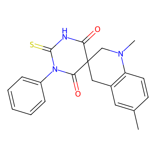 1',6'-dimethyl-1-phenyl-2-thioxo-1',4'-dihydro-2H,2'H-spiro[pyrimidine-5,3'-quinoline]-4,6(1H,3H)-dione structure