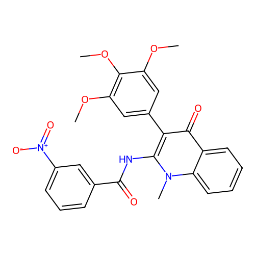 N-(1-methyl-4-oxo-3-(3,4,5-trimethoxyphenyl)-1,4-dihydroquinolin-2-yl)-3-nitrobenzamide structure