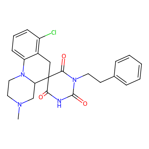 7'-chloro-3'-methyl-1-phenethylspiro[1,3-diazinane-5,5'-2,4,4a,6-tetrahydro-1H-pyrazino[1,2-a]quinoline]-2,4,6-trione structure