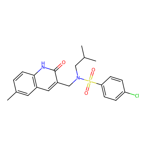 4-chloro-N-((2-hydroxy-6-methylquinolin-3-yl)methyl)-N-isobutylbenzenesulfonamide structure