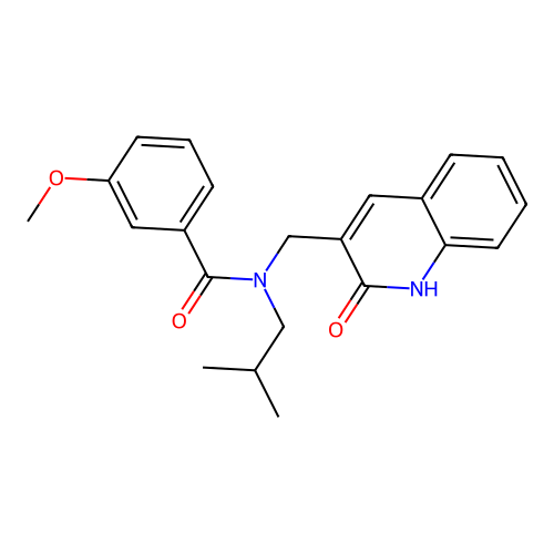 3-methoxy-N-(2-methylpropyl)-N-[(2-oxo-1H-quinolin-3-yl)methyl]benzamide structure