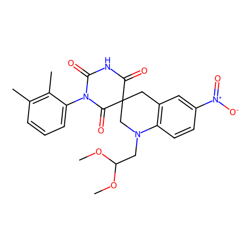 1'-(2,2-dimethoxyethyl)-1-(2,3-dimethylphenyl)-6'-nitro-2',4'-dihydro-1H,1'H-spiro[pyrimidine-5,3'-quinoline]-2,4,6(3H)-trione structure