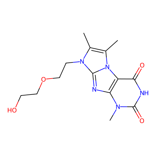 8-(2-(2-hydroxyethoxy)ethyl)-1,6,7-trimethyl-1H-imidazo[2,1-f]purine-2,4(3H,8H)-dione structure