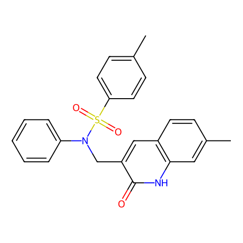 4-methyl-N-[(7-methyl-2-oxo-1H-quinolin-3-yl)methyl]-N-phenylbenzenesulfonamide structure