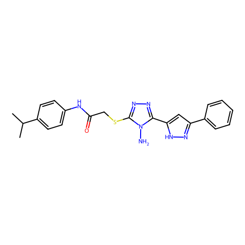 2-((4-amino-5-(3-phenyl-1H-pyrazol-5-yl)-4H-1,2,4-triazol-3-yl)thio)-N-(4-isopropylphenyl)acetamide structure