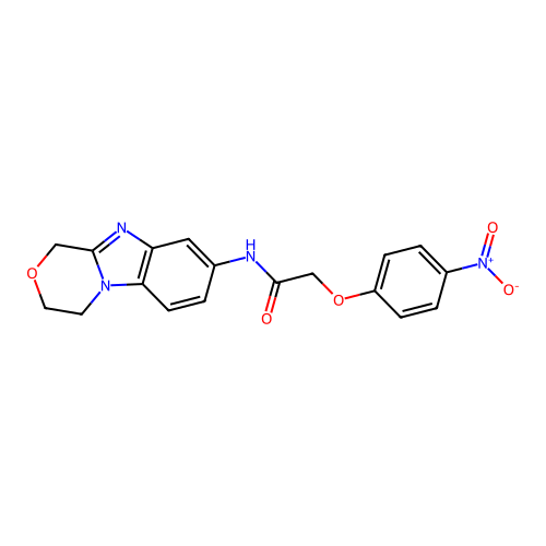 N-(3,4-dihydro-1H-[1,4]oxazino[4,3-a]benzimidazol-8-yl)-2-(4-nitrophenoxy)acetamide structure