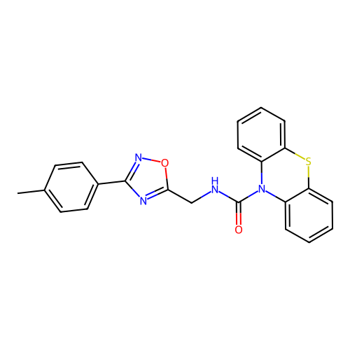 N-[[3-(4-methylphenyl)-1,2,4-oxadiazol-5-yl]methyl]phenothiazine-10-carboxamide structure
