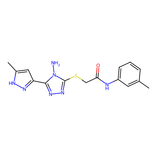 2-[[4-amino-5-(5-methyl-1H-pyrazol-3-yl)-1,2,4-triazol-3-yl]sulfanyl]-N-(3-methylphenyl)acetamide structure