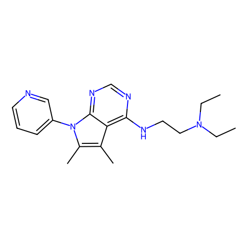 N-(5,6-dimethyl-7-pyridin-3-ylpyrrolo[2,3-d]pyrimidin-4-yl)-N',N'-diethylethane-1,2-diamine structure
