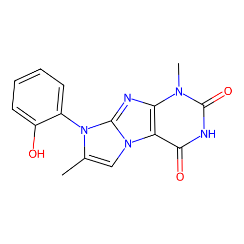 8-(2-hydroxyphenyl)-1,7-dimethyl-1H-imidazo[2,1-f]purine-2,4(3H,8H)-dione structure