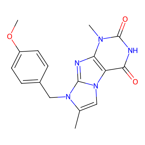 4-hydroxy-8-(4-methoxybenzyl)-1,7-dimethyl-1H-imidazo[2,1-f]purin-2(8H)-one structure