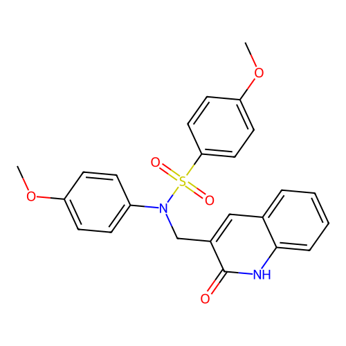 4-methoxy-N-(4-methoxyphenyl)-N-[(2-oxo-1H-quinolin-3-yl)methyl]benzenesulfonamide structure