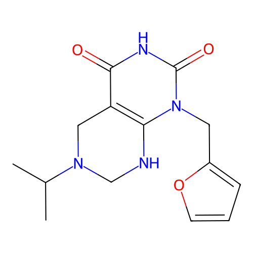 1-(furan-2-ylmethyl)-6-isopropyl-5,6,7,8-tetrahydropyrimido[4,5-d]pyrimidine-2,4(1H,3H)-dione structure