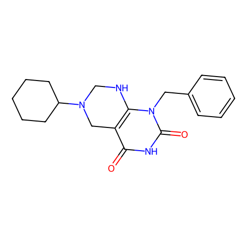 1-benzyl-6-cyclohexyl-5,6,7,8-tetrahydropyrimido[4,5-d]pyrimidine-2,4(1H,3H)-dione structure