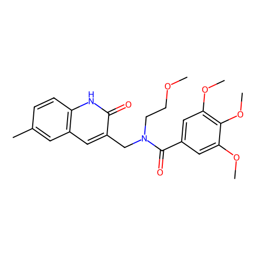 3,4,5-trimethoxy-N-(2-methoxyethyl)-N-[(6-methyl-2-oxo-1H-quinolin-3-yl)methyl]benzamide structure