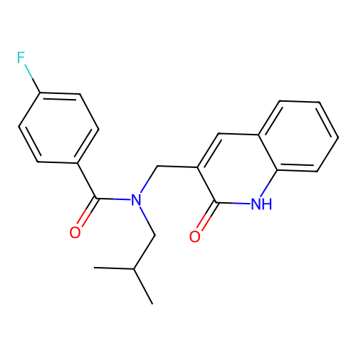 4-fluoro-N-(2-methylpropyl)-N-[(2-oxo-1,2-dihydroquinolin-3-yl)methyl]benzamide structure