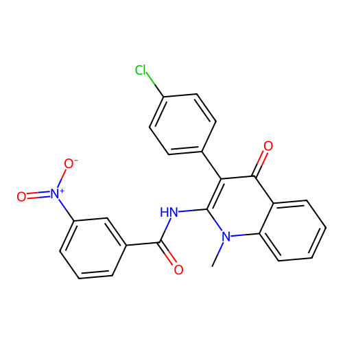N-(3-(4-chlorophenyl)-1-methyl-4-oxo-1,4-dihydroquinolin-2-yl)-3-nitrobenzamide structure