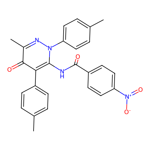 N-[6-methyl-2,4-bis(4-methylphenyl)-5-oxopyridazin-3-yl]-4-nitrobenzamide structure
