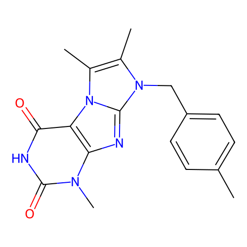 1,6,7-trimethyl-8-(4-methylbenzyl)-1H-imidazo[2,1-f]purine-2,4(3H,8H)-dione structure