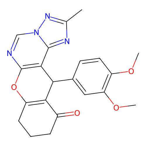 12-(3,4-dimethoxyphenyl)-2-methyl-8,9,10,12-tetrahydro-11H-chromeno[3,2-e][1,2,4]triazolo[1,5-c]pyrimidin-11-one structure