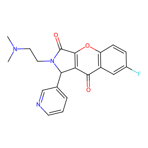 2-(2-dimethylaminoethyl)-7-fluoro-1-pyridin-3-yl-1H-chromeno[2,3-c]pyrrole-3,9-dione structure