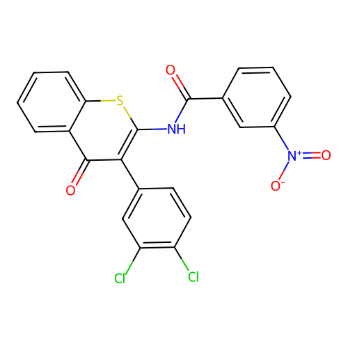 N-(3-(3,4-dichlorophenyl)-4-oxo-4H-thiochromen-2-yl)-3-nitrobenzamide structure