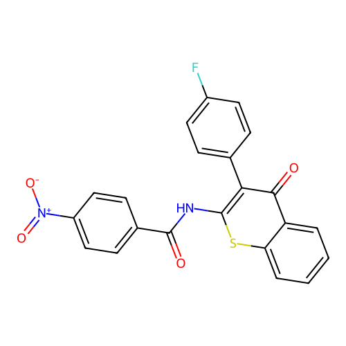 N-(3-(4-fluorophenyl)-4-oxo-4H-thiochromen-2-yl)-4-nitrobenzamide structure