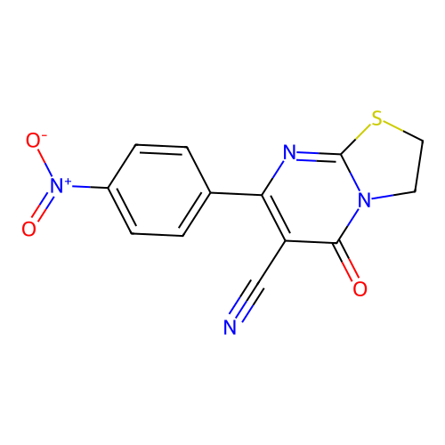 7-(4-nitrophenyl)-5-oxo-2,3-dihydro-5H-[1,3]thiazolo[3,2-a]pyrimidine-6-carbonitrile structure