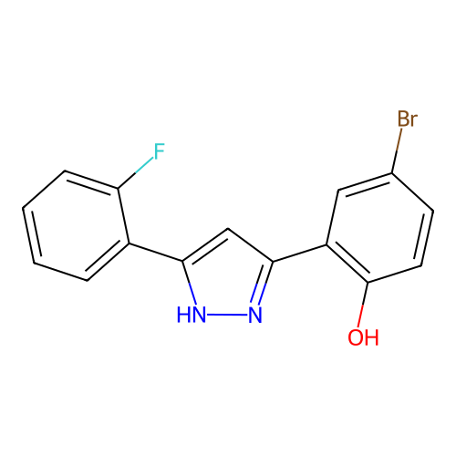 4-bromo-2-[5-(2-fluorophenyl)-1H-pyrazol-3-yl]phenol structure