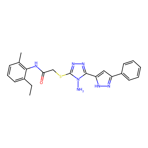 2-((4-amino-5-(3-phenyl-1H-pyrazol-5-yl)-4H-1,2,4-triazol-3-yl)thio)-N-(2-ethyl-6-methylphenyl)acetamide structure