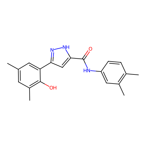 N-(3,4-dimethylphenyl)-5-(2-hydroxy-3,5-dimethylphenyl)-1H-pyrazole-3-carboxamide structure