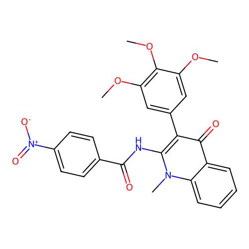N-(1-methyl-4-oxo-3-(3,4,5-trimethoxyphenyl)-1,4-dihydroquinolin-2-yl)-4-nitrobenzamide structure