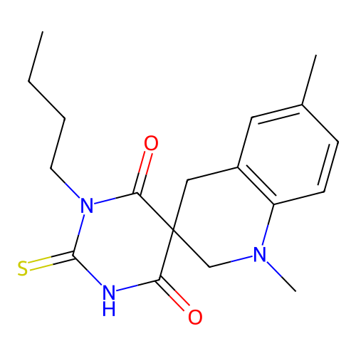 1-butyl-1',6'-dimethyl-2-sulfanyl-1',4'-dihydro-2'H,4H-spiro[pyrimidine-5,3'-quinoline]-4,6(1H)-dione structure
