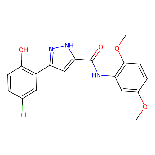 3-(5-chloro-2-hydroxyphenyl)-N-(2,5-dimethoxyphenyl)-1H-pyrazole-5-carboxamide structure