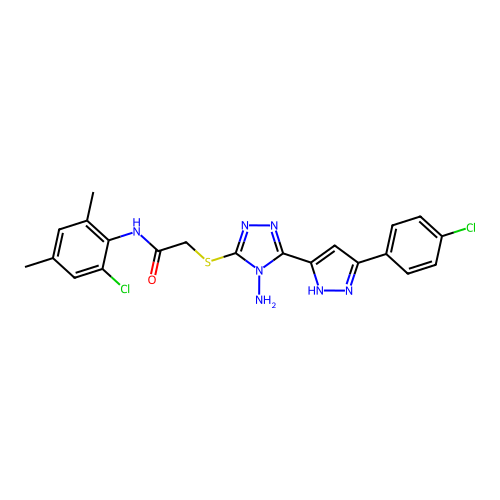 C21H19Cl2N7OS structure