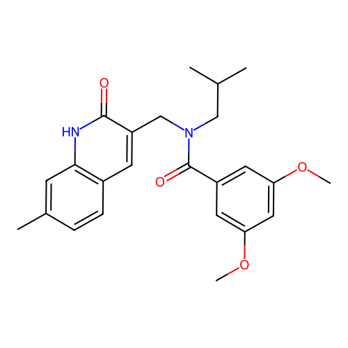 3,5-dimethoxy-N-[(7-methyl-2-oxo-1H-quinolin-3-yl)methyl]-N-(2-methylpropyl)benzamide structure
