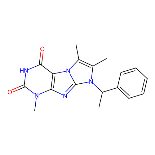1,6,7-trimethyl-8-(1-phenylethyl)-1H-imidazo[2,1-f]purine-2,4(3H,8H)-dione structure