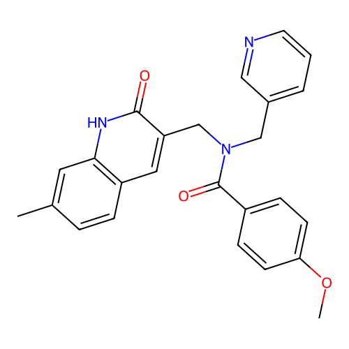 4-methoxy-N-[(7-methyl-2-oxo-1H-quinolin-3-yl)methyl]-N-(pyridin-3-ylmethyl)benzamide structure