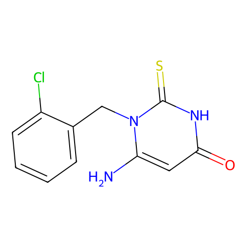 6-amino-1-(2-chlorobenzyl)-2-sulfanylpyrimidin-4(1H)-one structure