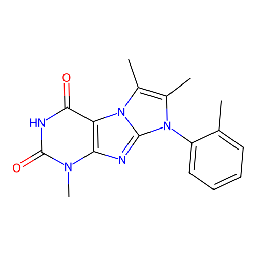 1,6,7-trimethyl-8-(o-tolyl)-1H-imidazo[2,1-f]purine-2,4(3H,8H)-dione structure